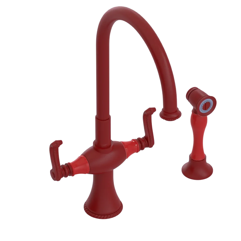 Rubinet Two Handle Single Hole Kitchen Set with Hand Spray Maroon