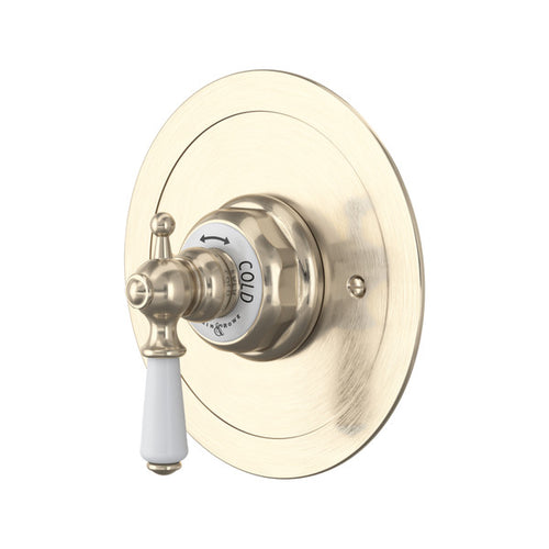 Perrin & Rowe Edwardian Era Round Thermostatic Trim Plate Without Volume Control - With Metal Lever Handle.5565L