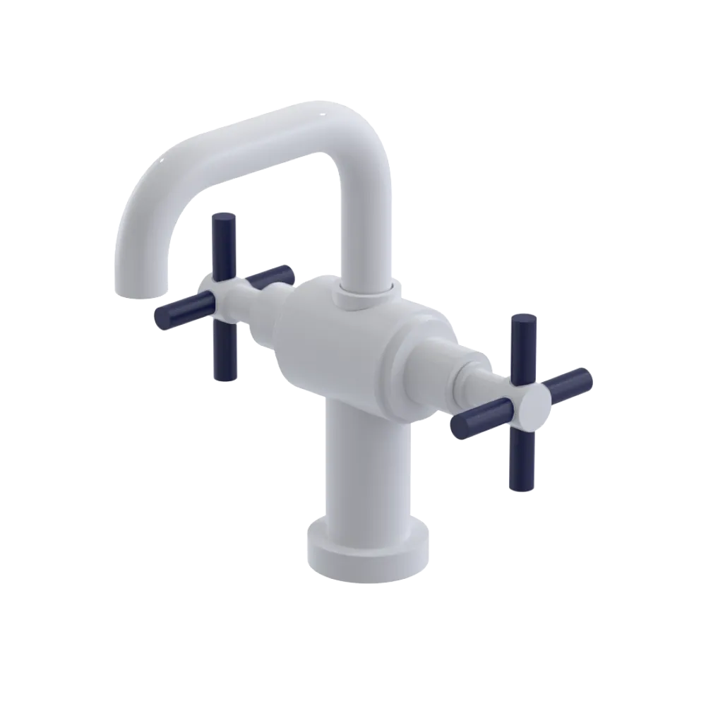 Rubinet Single Hole Dual Handle Lav. Set. (less drain) White