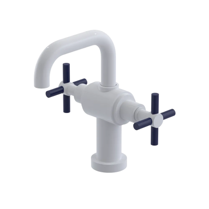 Rubinet Single Hole Dual Handle Lav. Set. (less drain) White