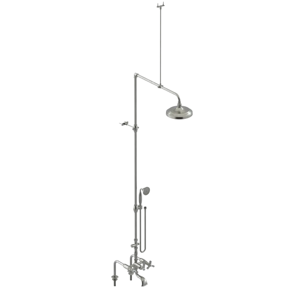 Rubinet Deck Mount Tub & Shower with Hand Held Shower Satin Nickel