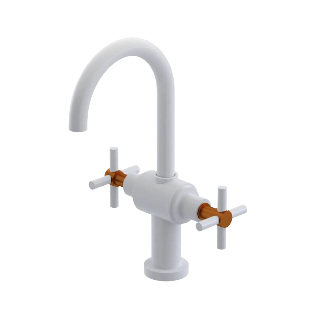 Rubinet Single Hole Dual Handle Lav. Set with LaSalle Spout (less drain) White