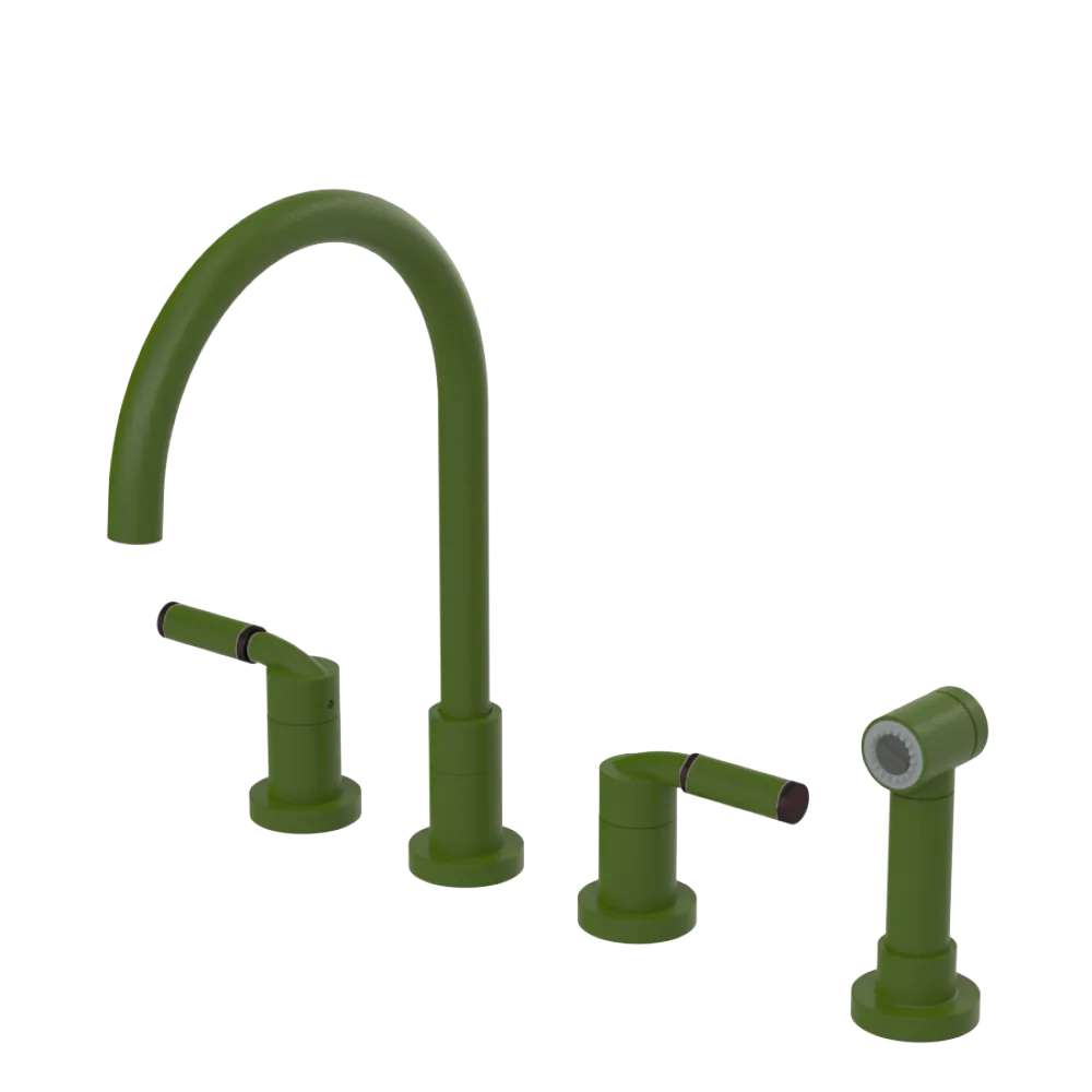 Rubinet Widespread Kitchen Set with Hand Spray Green Envy