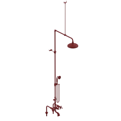 Rubinet Deck Mount Tub & Shower with Hand Held Shower Maroon
