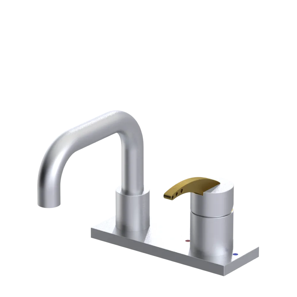 Rubinet 4" Centre Single Control Lav. Set. with Genesis spout (less drain) Satin Chrome
