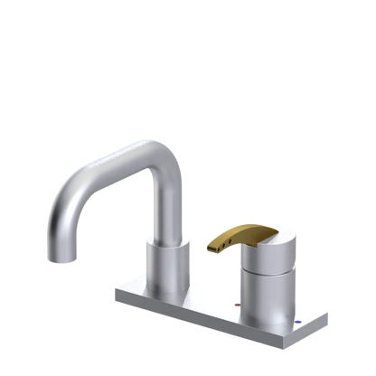 Rubinet 4" Centre Single Control Lav. Set. with Genesis spout (less drain) Satin Chrome