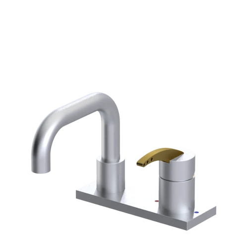 Rubinet 4" Centre Single Control Lav. Set. with Genesis spout (less drain) Satin Chrome