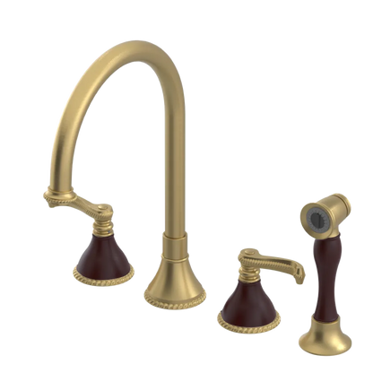 Rubinet Widespread Kitchen Set with Hand Spray Satin Gold
