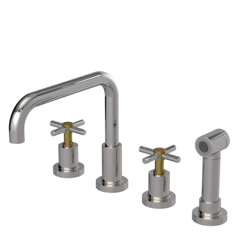 Rubinet Widespread Kitchen Set with Hand Spray Polished Nickel