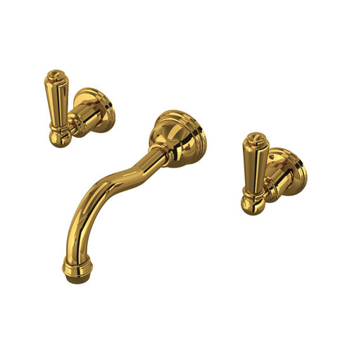 Perrin & Rowe Edwardian Wall Mount Column Spout Bathroom Faucet - With Metal Lever Handle.3790L-APC/TO
