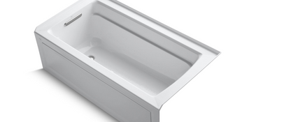 Kohler 60" x 32" integral apron Heated BubbleMassage™ air bath with Bask® heated surface