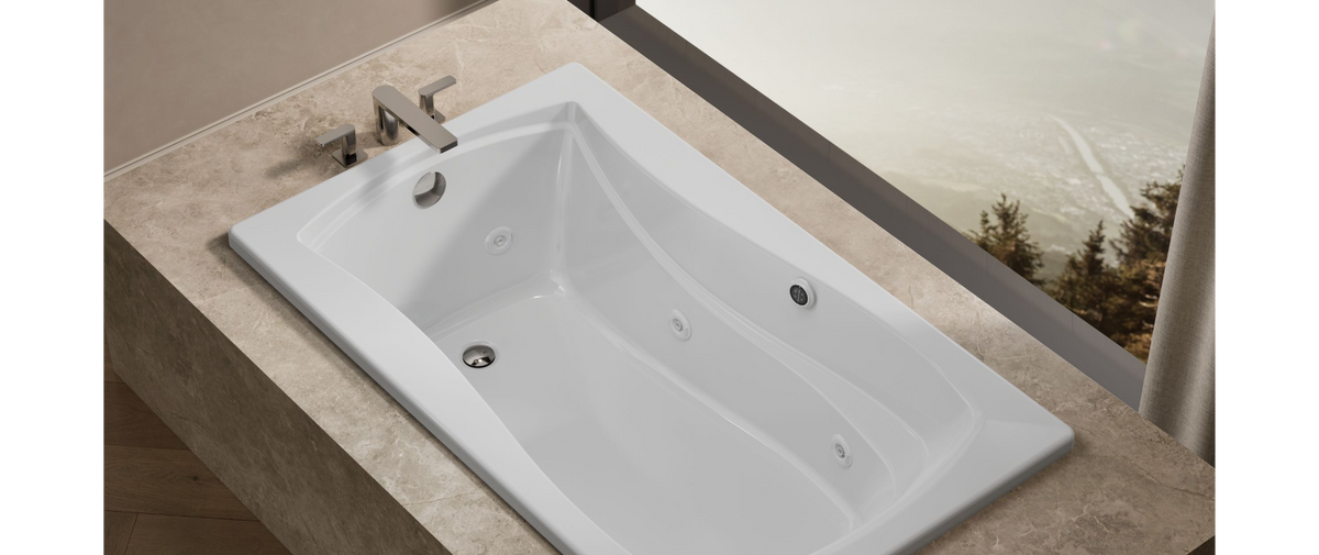 Kohler Mariposa Whirlpool Bath With Bask Heated Surface 60 x 36-Inch Drop-In Bathtub