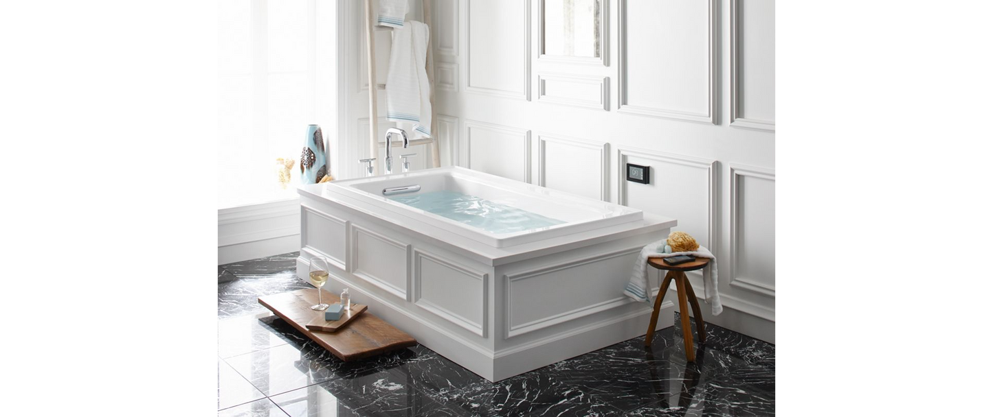 Kohler 60" x 32" integral apron Heated BubbleMassage™ air bath with Bask® heated surface