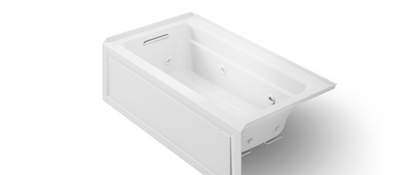 Kohler Archer 60" x 32" alcove whirlpool bath with Bask heated surface, alcove left drain