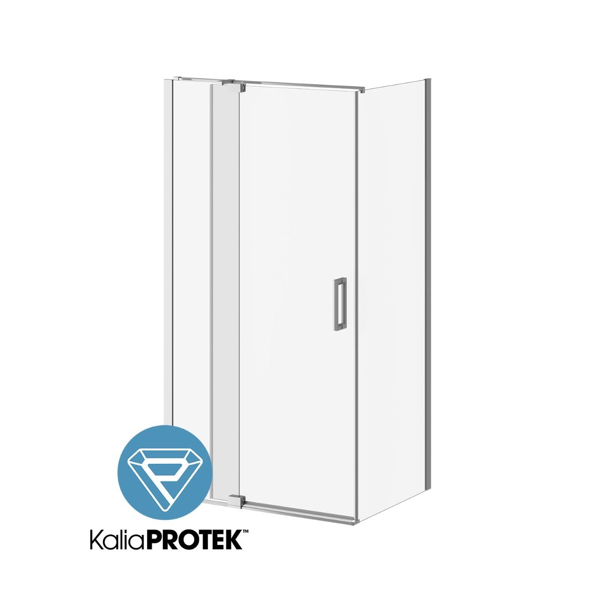 Kalia DISTINK 42” x 77” pivot shower door with 32” return panel - KP Protective film – DR1744/DR1748-110-005