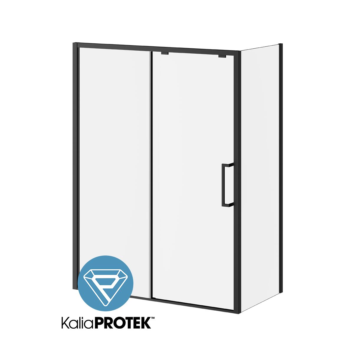 Kalia IKONIK 60” x 79” sliding shower door with 32" return panel - KP protective film - Right opening – DR1841-160-005/DR2186-005/DR1843-160-003