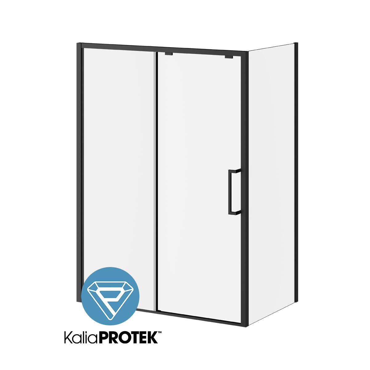 Kalia IKONIK 60” x 79” sliding shower door with 36" return panel - KP protective film - Right opening – DR1841-160-005/DR2186-005/DR1844-160-005