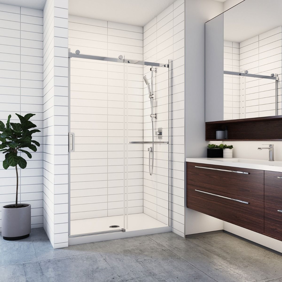 Kalia K3 60” x 77” sliding shower door with KP protective film and towel bar – DR2058-004/DR2059-110-004-001