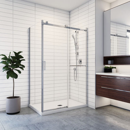 Kalia K3 48 x 77” sliding shower door with 36" return panel and towel bar - KP protective film – DR2057-110-004-001/DR2060-110-004