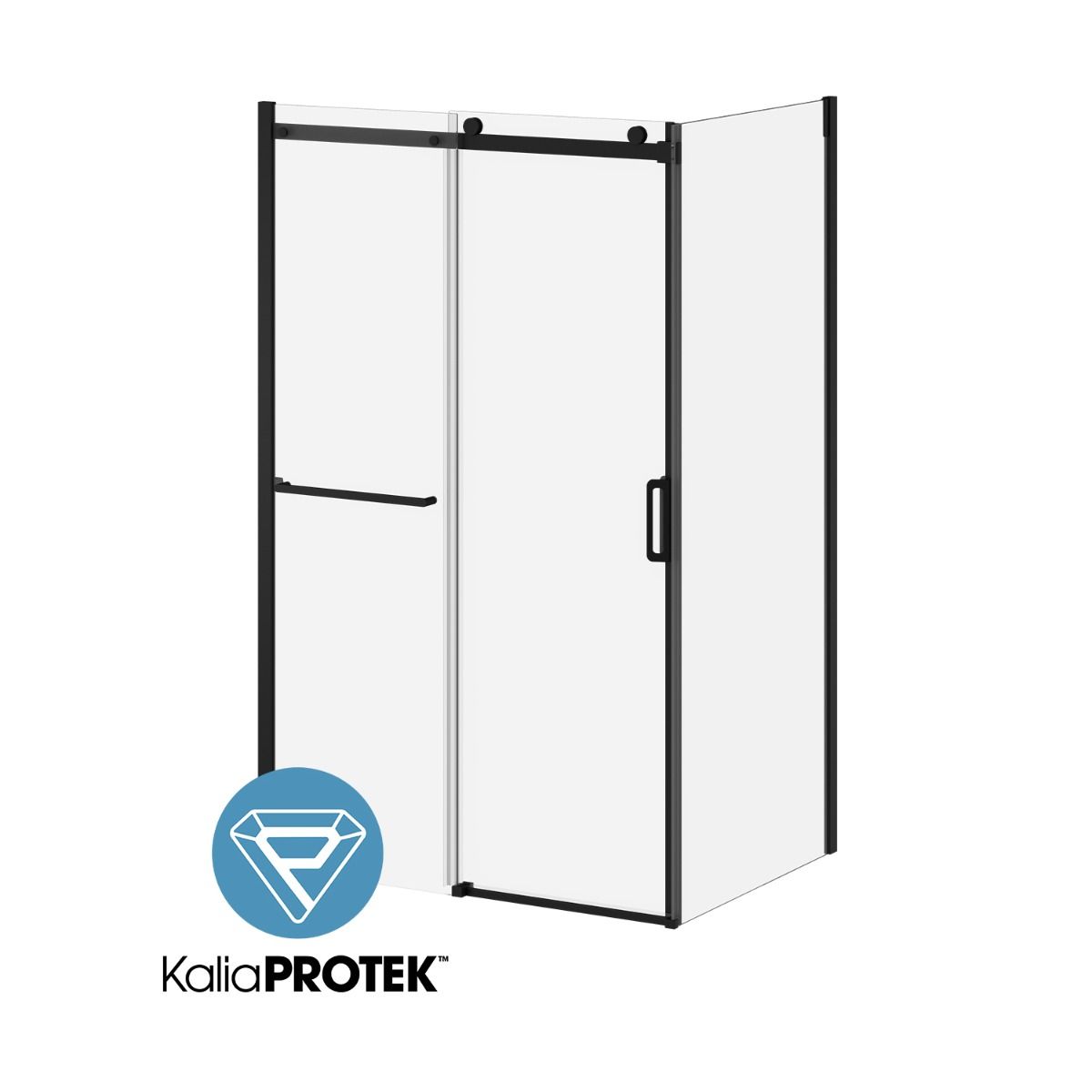 Kalia K3 48 x 77” sliding shower door with 36" return panel with towel bar - KP protective film – DR2057-160-004-001/DR2060-160-004
