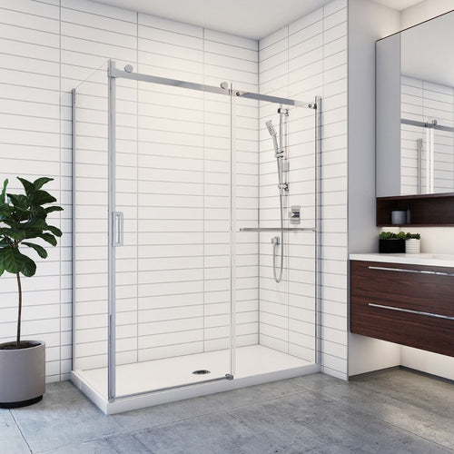 Kalia K3 60x 77” sliding shower door with 36" return panel and towel bar - KP protective film – DR2058-004/DR2059-110-004-001/DR2064-110-004