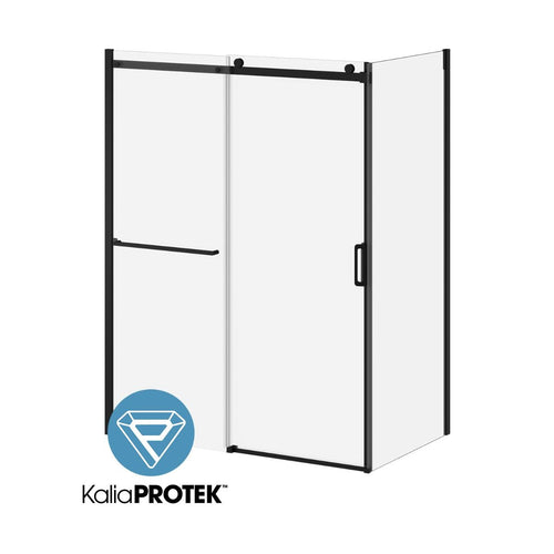 Kalia K3 60x 77” sliding shower door with 36" return panel and towel bar - KP protective film – DR2058-004/DR2059-160-004-001/DR2060-160-004