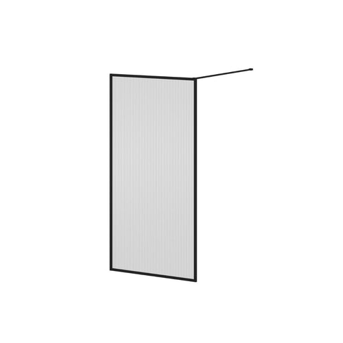 KALIA DUNE Framed Bath Shield Matte Black Fluted Glass