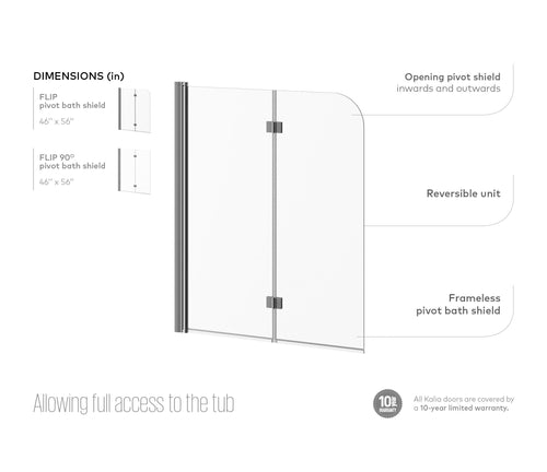 Kalia FLIP 46” x 56” Bathtub pivot doors – DR1230-110-000