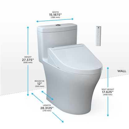 Toto Aquia® Iv Washlet®+ C5 One-Piece Toilet - 1.28 & 0.9 Gpf