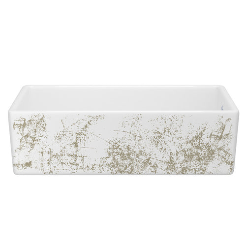 Shaws Shaker™ 36" Single Bowl Farmhouse Apron Front Fireclay Kitchen Sink With Metallic Design