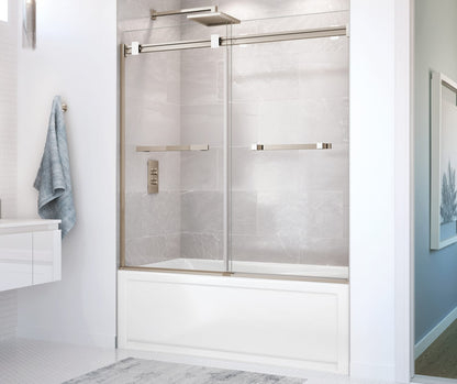 Duel 56-59 x 55 ½-59 in. 8 mm Bypass Tub Door for Alcove Installation with Clear glass in Chrome