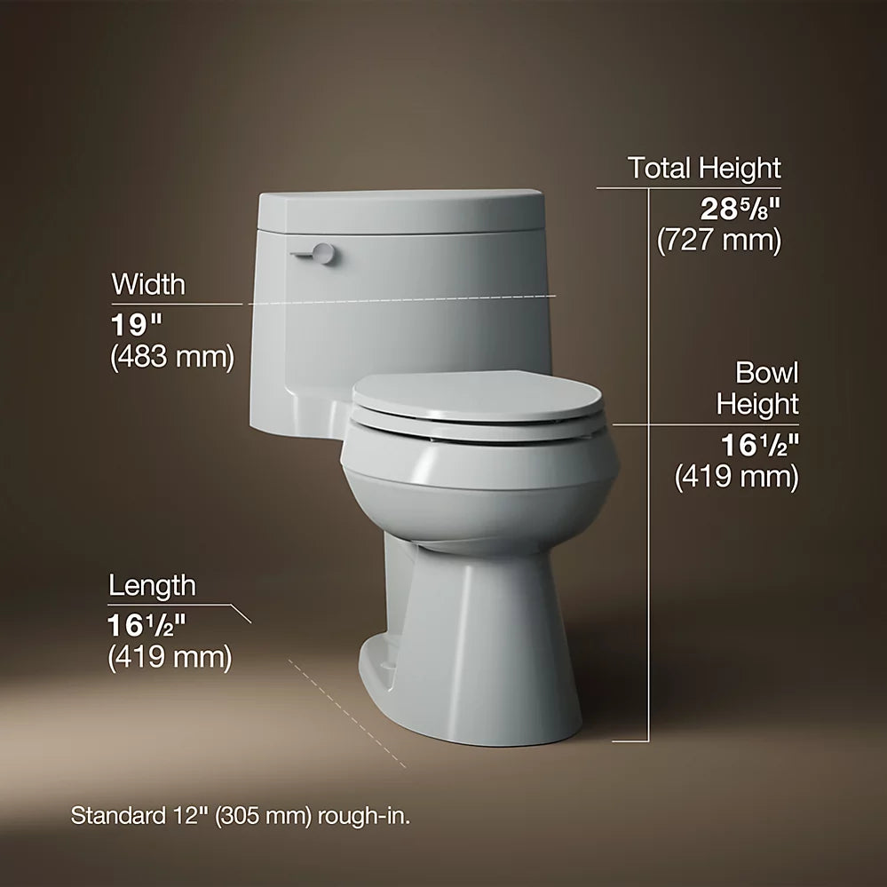 Cimarron® One-piece elongated toilet with concealed trapway, 1.28 gpf