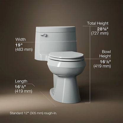 Cimarron® One-piece elongated toilet with concealed trapway, 1.28 gpf