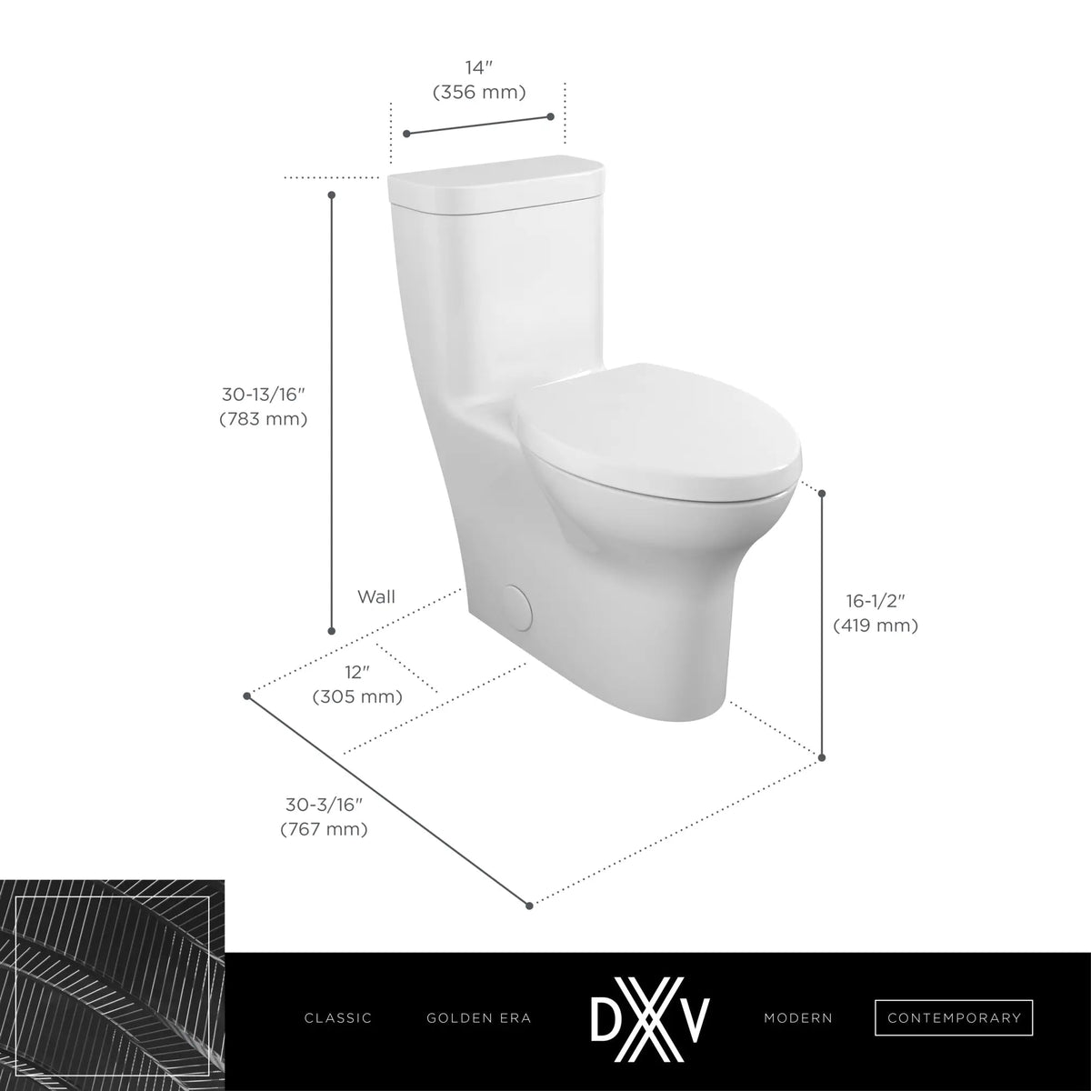 DXV Equility® One-Piece Chair Height Right-Hand Trip Lever Elongated Toilet with Seat – Canvas White