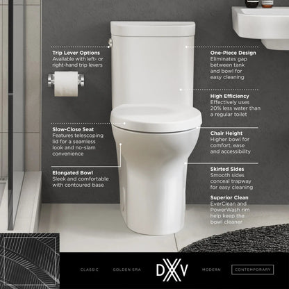DXV Equility® One-Piece Chair Height Right-Hand Trip Lever Elongated Toilet with Seat – Canvas White