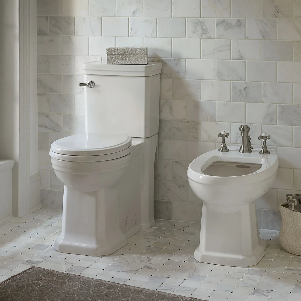 DXV Fitzgerald Two-Piece Chair Height Elongated Toilet with Seat – Canvas White
