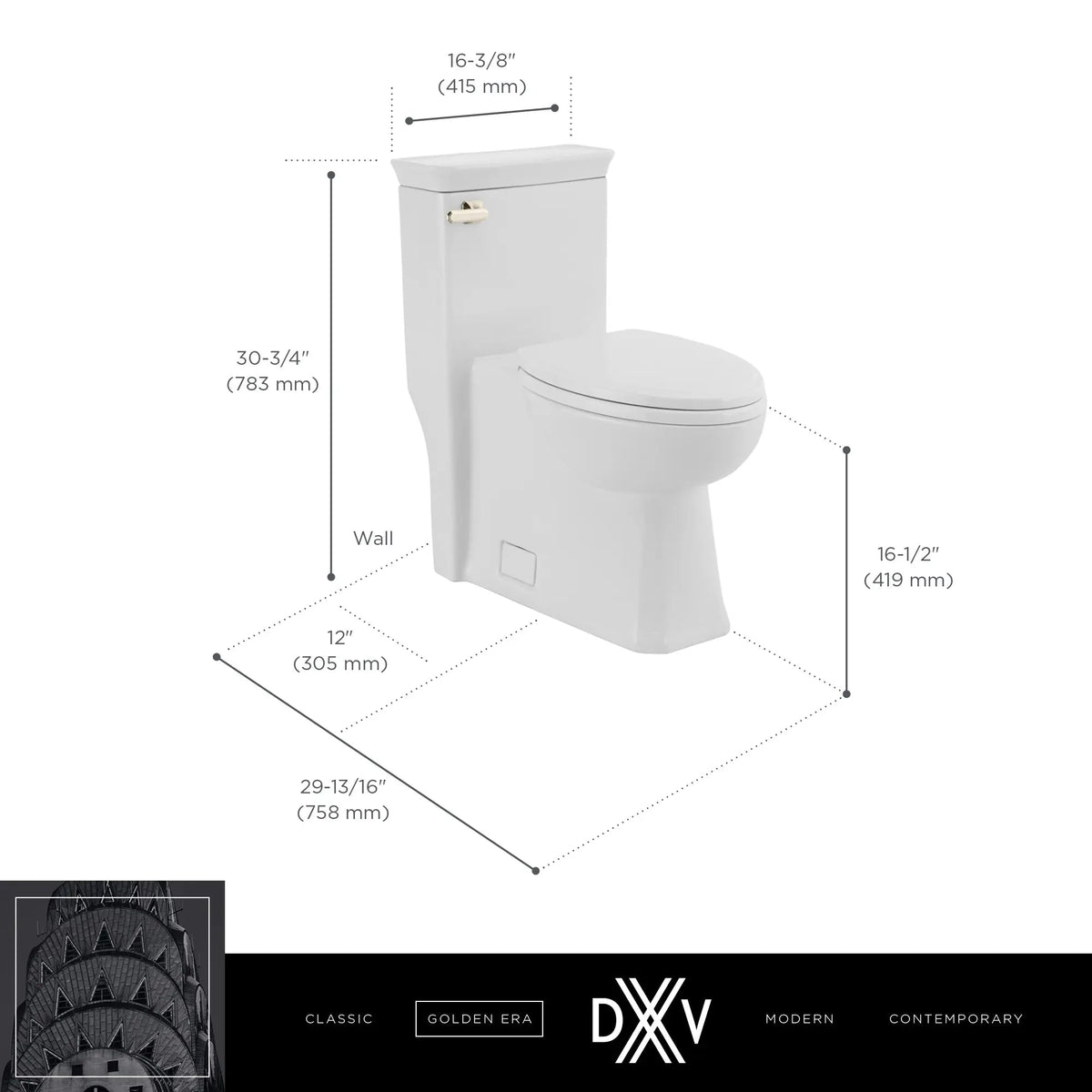 DXV Belshire® One-Piece Chair Height Elongated Toilet with Seat – Canvas White