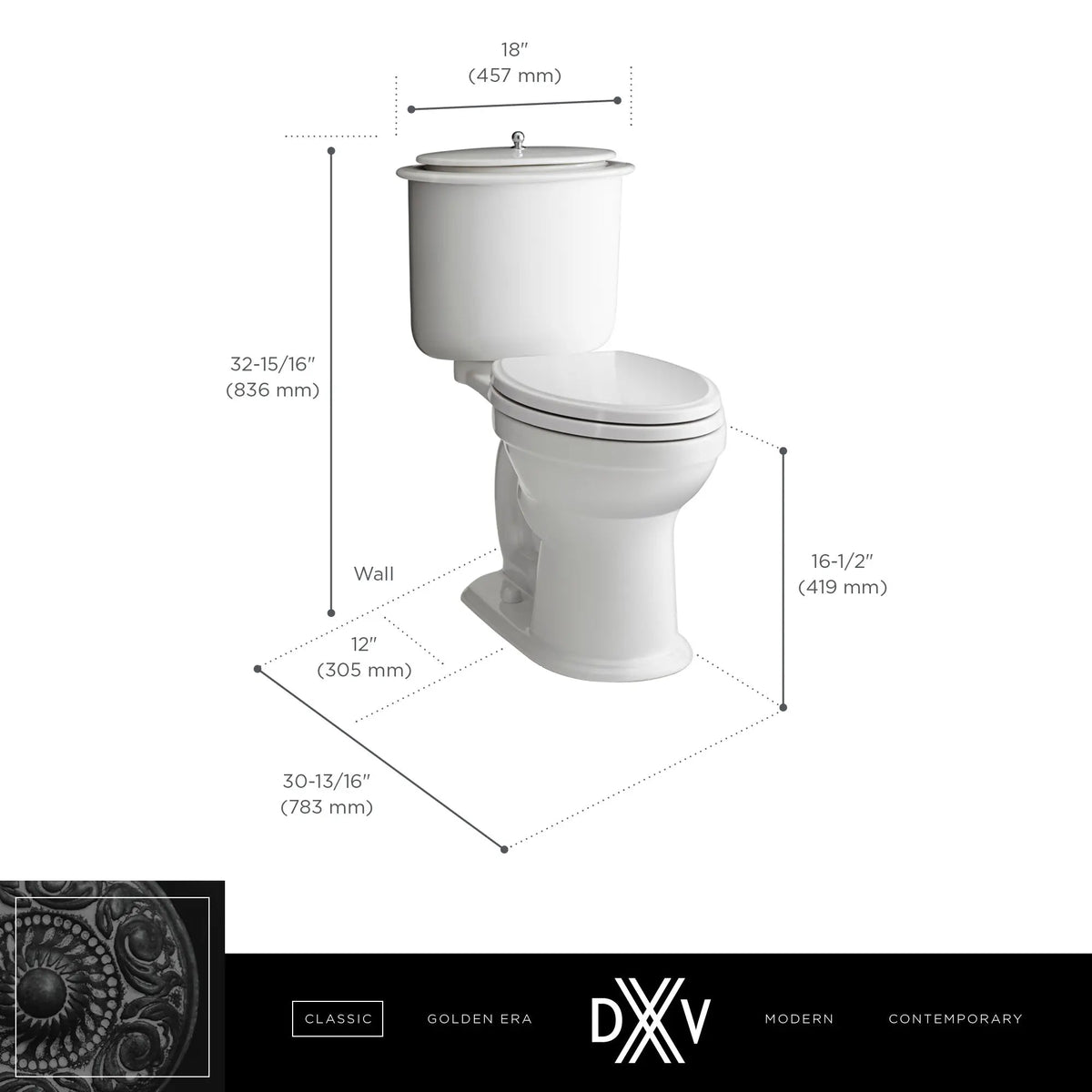 DXV Oak Hill® Two-Piece Chair Height Elongated Toilet with Seat – Canvas White