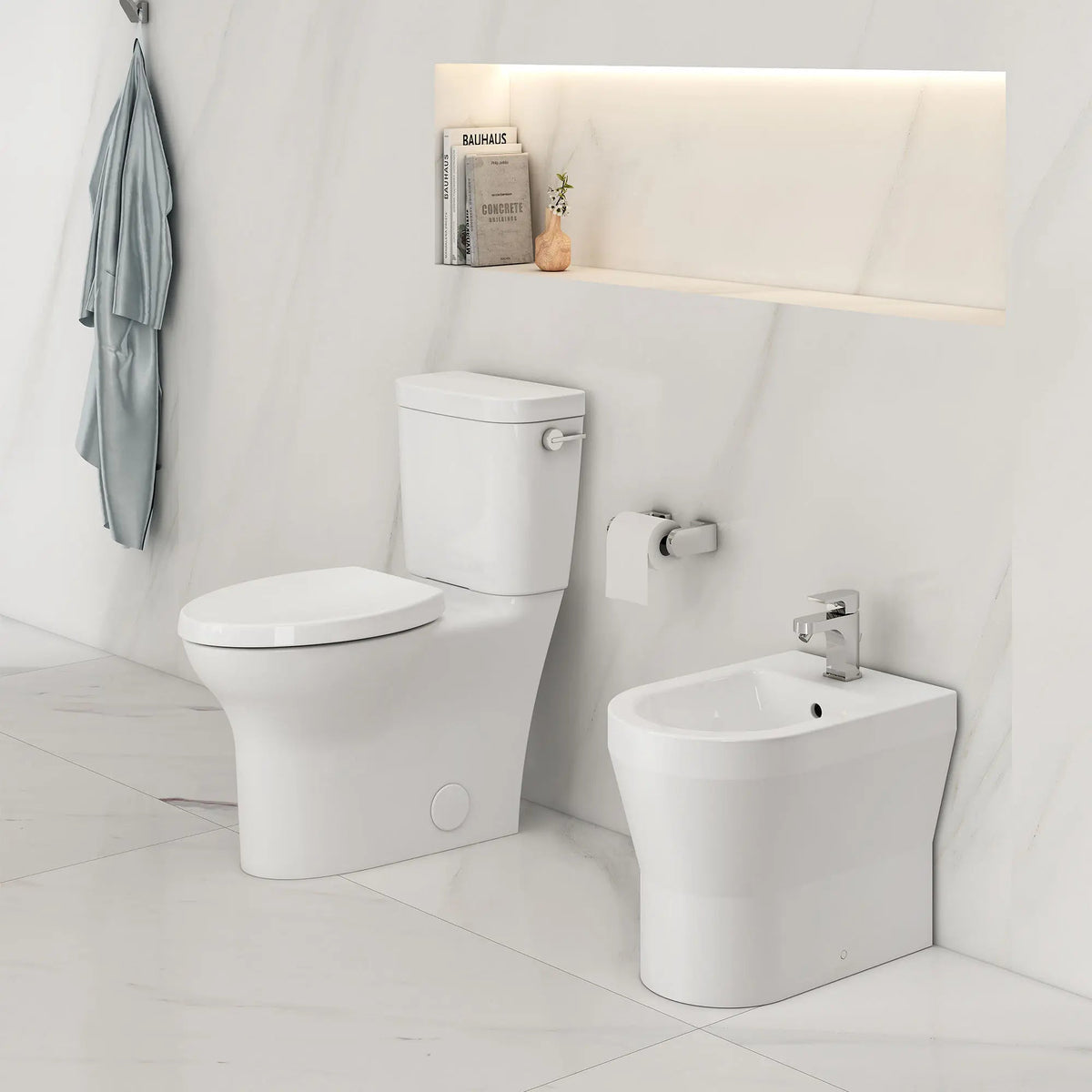 DXV Equility® Two-Piece Chair Height Right-Hand Trip Lever Elongated Toilet with Seat – Canvas White