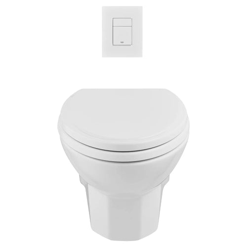 DXV Belshire® Wall-Hung Elongated Toilet Bowl with Seat – Canvas White