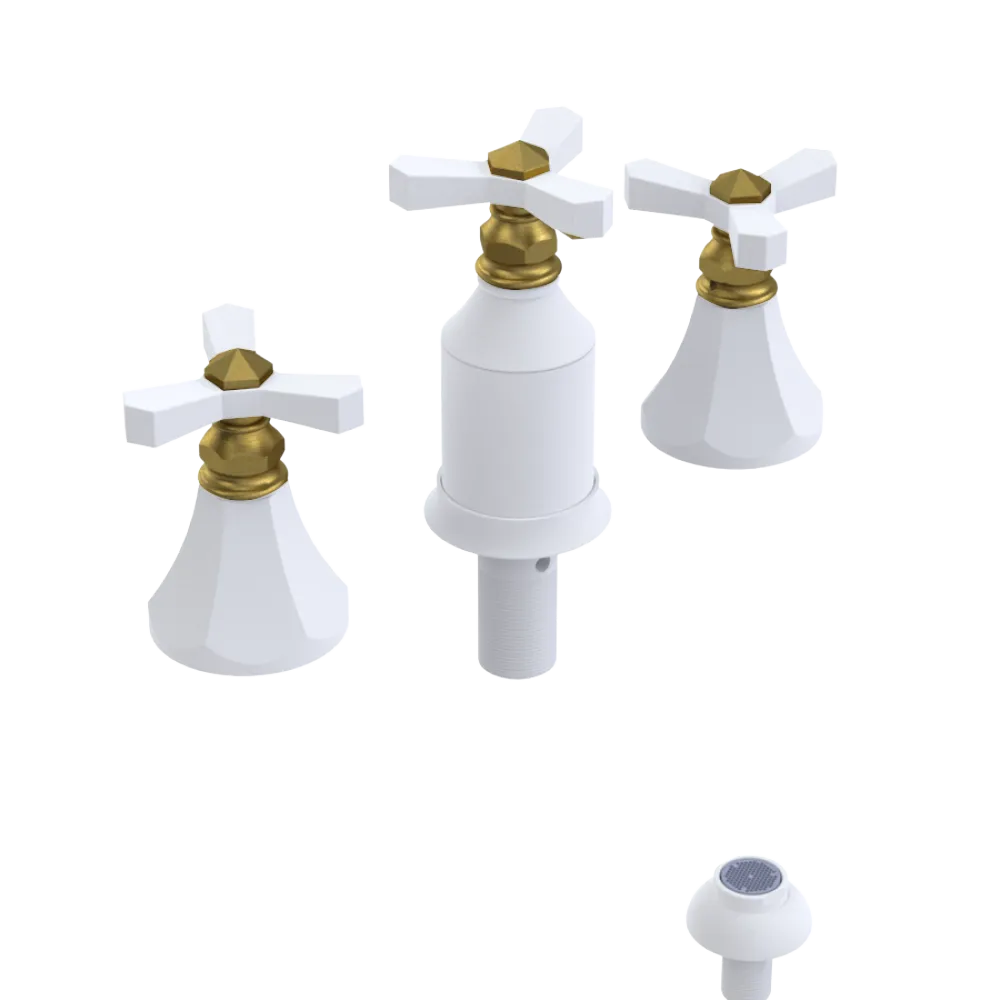 Rubinet Bidet Fitting with Spray, Diverter, and Vacum Breaker (Less Drain) Matt White
