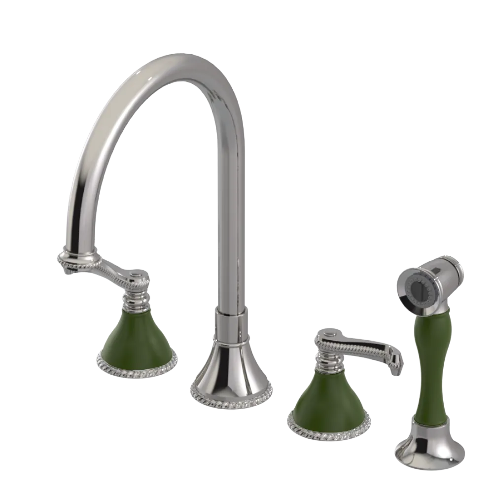 Rubinet Widespread Kitchen Set with Hand Spray Polished Nickel