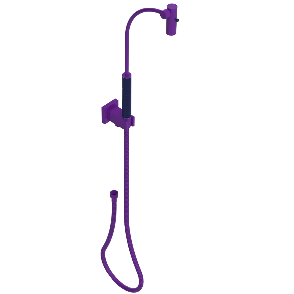 Rubinet Hand Held Shower Bidet with Extended Reach & Dual Function Spray Including Wall Bracket with Supply & Hose (Square) Purple Haze
