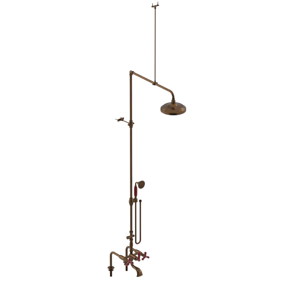 Rubinet Deck Mount Tub & Shower with Hand Held Shower Tuscan Brass