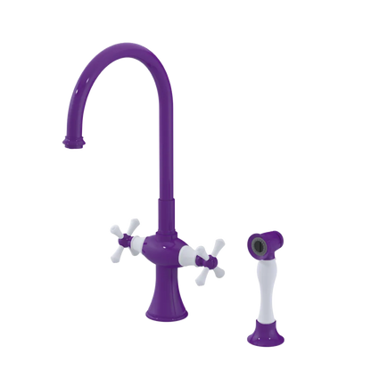 Rubinet Two Handle Single Hole Kitchen Set with Hand Spray Purple Haze
