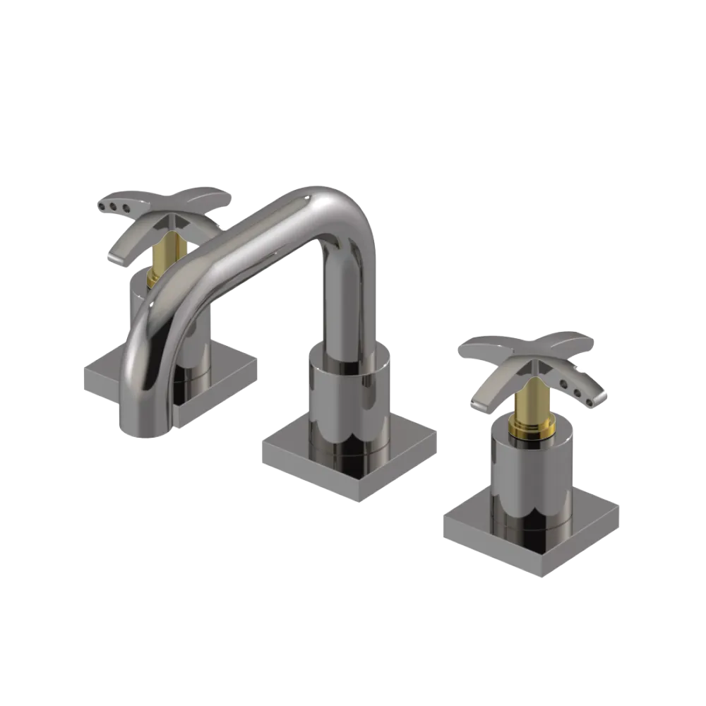 Rubinet Widespread Lav. Set. with Genesis spout (less drain) Polished Nickel