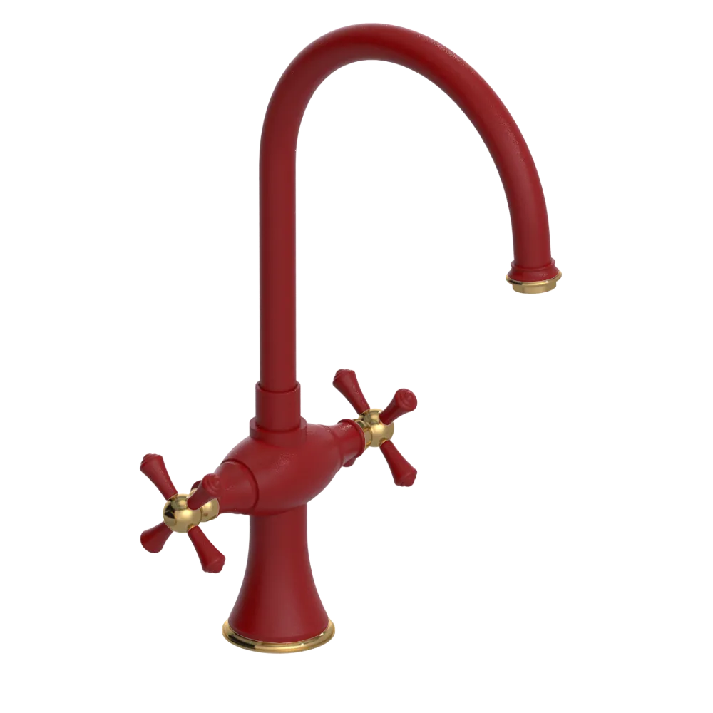 Rubinet Two Handle Single Hole Kitchen Set Maroon