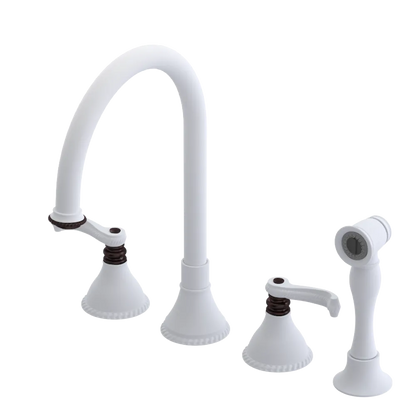 Rubinet Widespread Kitchen Set with Hand Spray Matt White