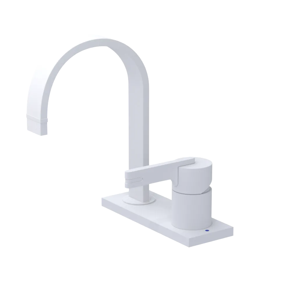 Rubinet 4" Centre Single Control Lav. Set (less drain) Matt White