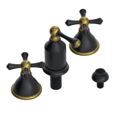 Rubinet Bidet Fitting with Spray, Diverter, and Vacum Breaker (Less Drain) Matt Black